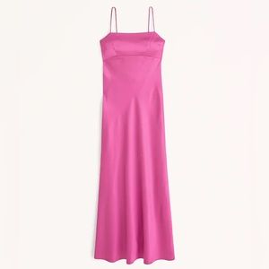 Abercrombie Satin Cowl Back Slip Midi Dress in Dark Pink size xs